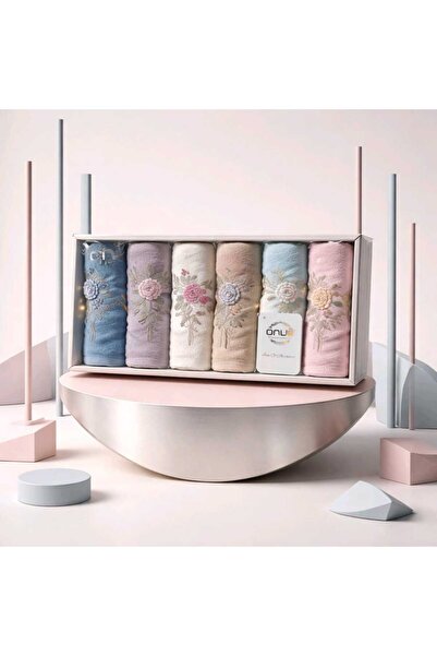 Bella Home ONUR BAMBO EL İŞİ AĞIR NAKIŞLI 6 LI KUTULU EL HAVLUSU
