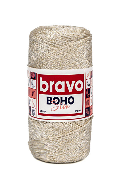 Bravo Με γκλίτερ Πολυεστέρας Μακραμέ No:4 01A Κρεμ Χρυσό Γκλίτερ 2 Χιλ. - 200...