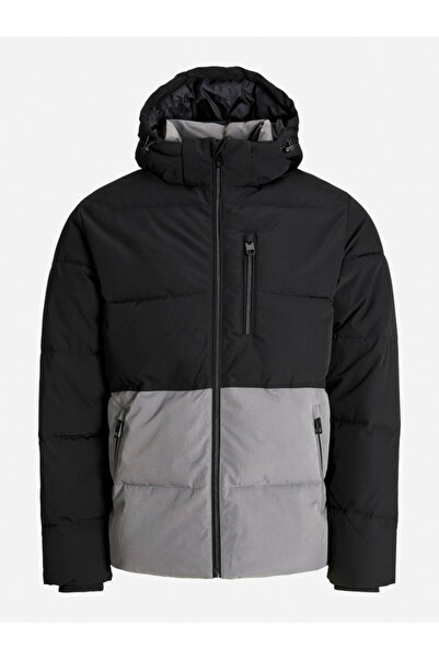 Jack & Jones Black Color Block Puffer Jacket