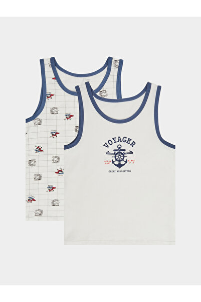 Styli Pack of 2 - Boys White Cotton Vest