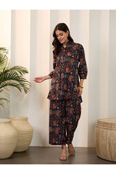 Imana By Styli Floral Printed Pure Cotton Top with Palazzo Co-Ords