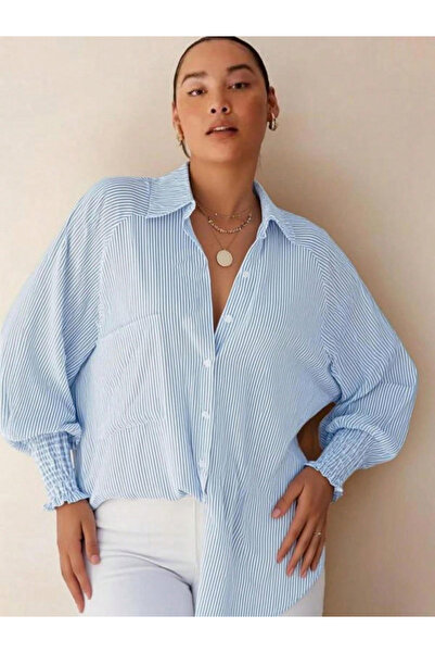 Take Two By Styli Blue Striped Pocket Detail Long Sleeve Shirt