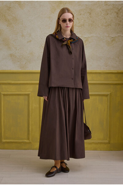 HEQA 100% Βαμβάκι διπλό πέτο Πουκάμισο Καφέ