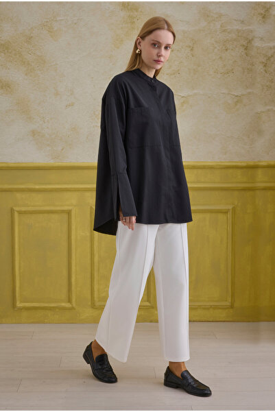 HEQA Πουκάμισο με λεπτομέρεια στις μανσέτες, μαύρο