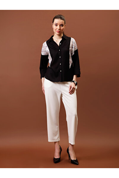 Styli Black Abstract Printed Cotton Shirt