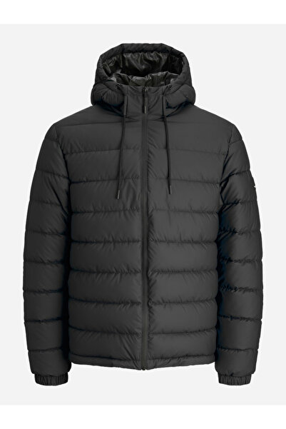 Jack & Jones جاكيت مبطن أسود سادة بسحاب