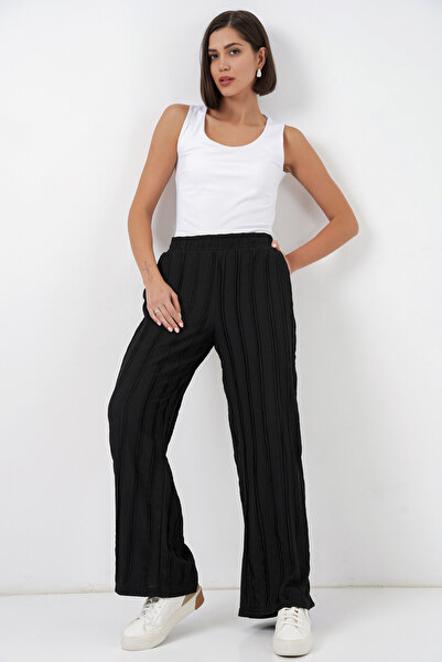 Bigdart Women's Textured Stretchy Knitted Trousers 30077 - Black