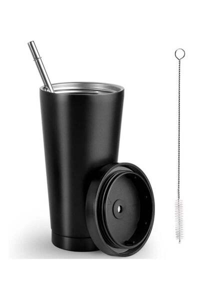 Arabest Stainless Steel Tumbler with a Cleaning Brush and a Straw, Durable No...