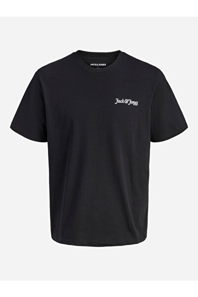 Jack & Jones تيشيرت أسود بقصة عادية ورقبة دائرية