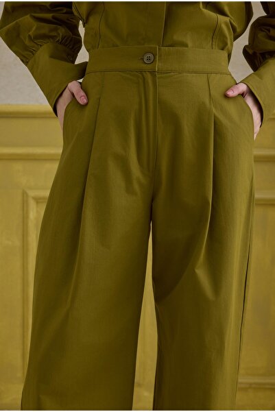 HEQA bumbac 100% Pantaloni Verde Ulei