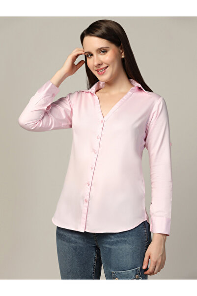 TAHVO By Styli Pink Long Sleeve Cotton Shirt