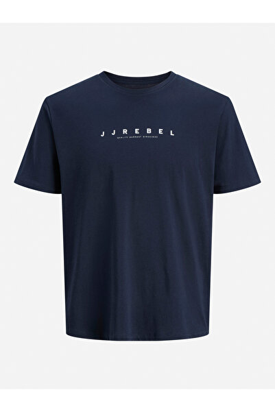 REBEL By Styli Navy Blue Slogan Print Cotton T-Shirt