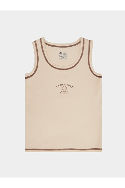 Styli سترة بيج للأولاد درزة بارزة بلون مختلف