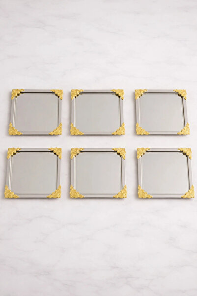 YzHome 6-Piece Metal Square Rose Presentation Serving Tray 22cm