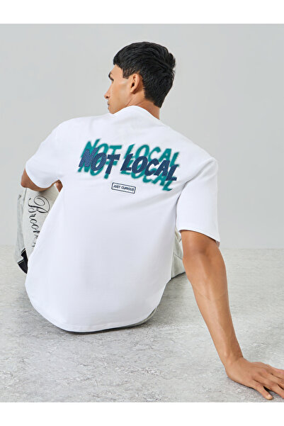 Styli Men White Embroidered Oversized T-Shirt