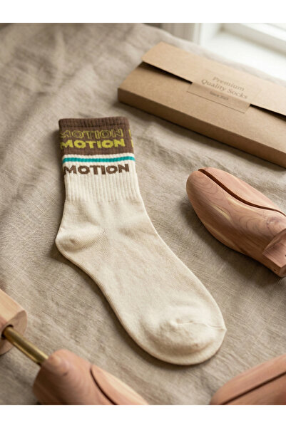 Innovate Store Patterned Unisex Cotton Pack College Socks Retro Design Brown ...