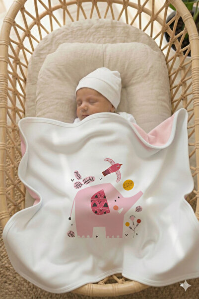 Messido Plus مزدوج الوجهين - إنترلوك بيبي بي بطانية مقاس 80x80 سم - فيل وردي ...