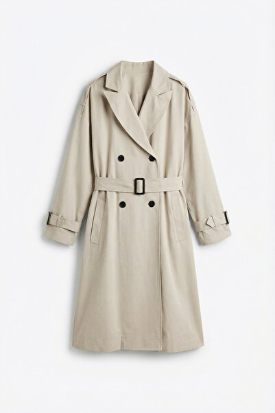 ALLDAY Taş-Apoletli Uzun Trençkot