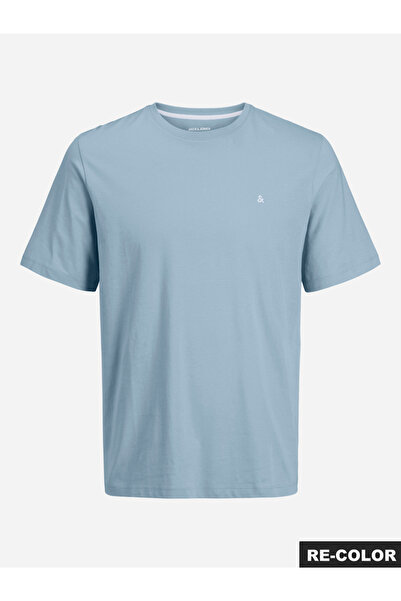 Jack & Jones تيشيرت قطن أزرق فاتح برقبة دائرية