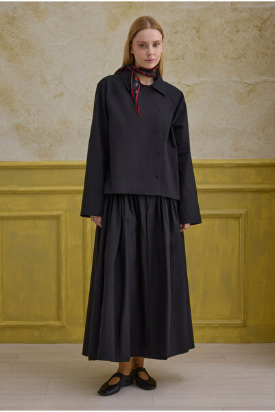 HEQA 100% Βαμβάκι διπλό πέτο Πουκάμισο Μαύρο