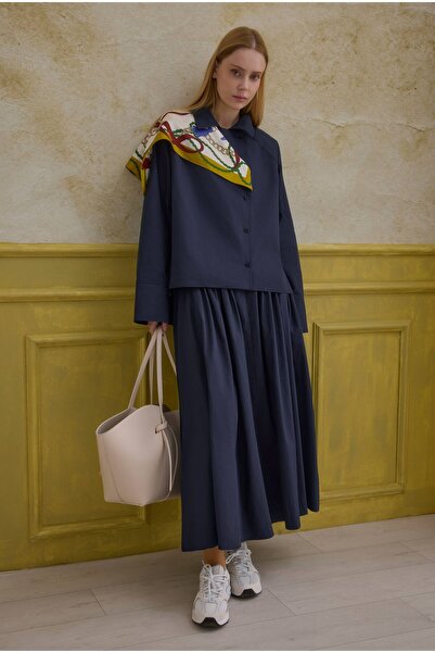 HEQA 100% Βαμβάκι διπλό πέτο Πουκάμισο Ναυτικό Μπλε