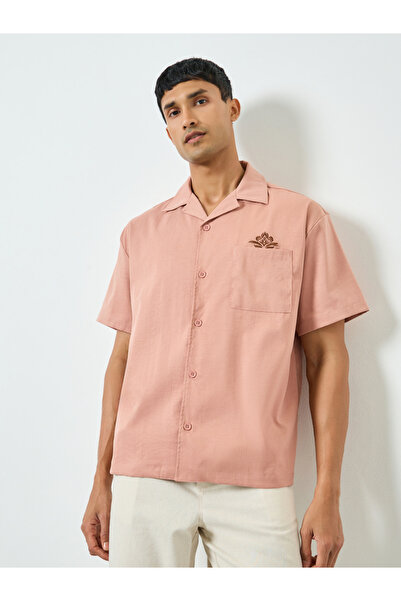 Styli Men Embroidered Chest Pocket Oversized Shirt