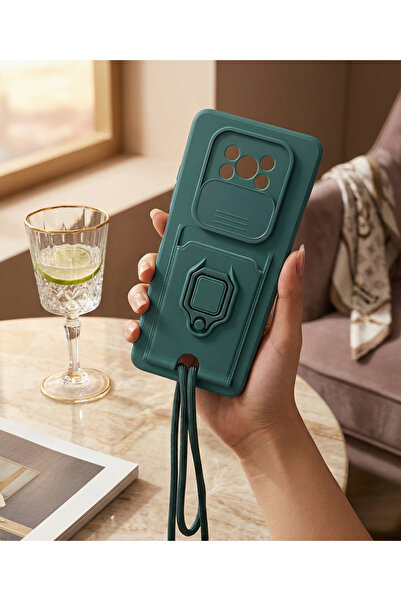 TechTrove Poco X3 ve Poco X3 Pro İçin Uyumlu Boyun Askılı Yüzüklü Stand Olabi...