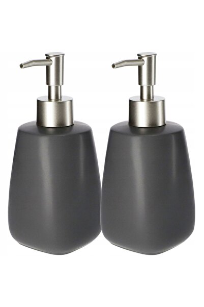 KADAX Soap Dispenser for Liquid Soap Liquid Container 400 ml Gray Ceramic 2 pcs