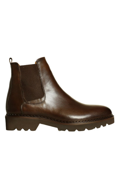 Platin Brown Leather Men's Elastic Boots