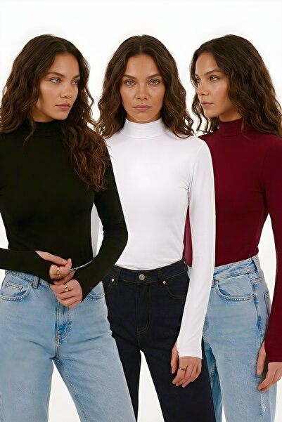 İmajButik Crno-belo-bordo bodi komplet od 3 komada sa detaljima za umetanje p...