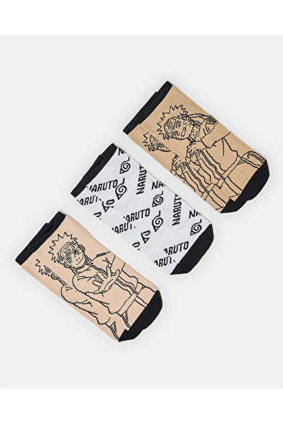 REDTAG Senior Boys Assorted 3 Pack Naruto Character Ankle Socks