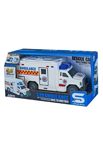 JS Toys Camion Ambulanta cu frictiune, sunete si lumini, 1:20,...