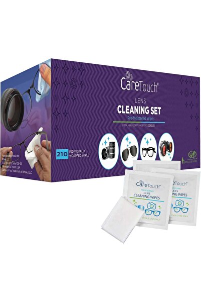 Care Touch مناديل تنظيف العدسات - 210 منديل مغلف بشكل فردي