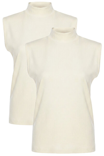 TOLIN Ženska majica bez rukava, 2 komada, Pamuk pakovanja, Sa likrom dolčevit...