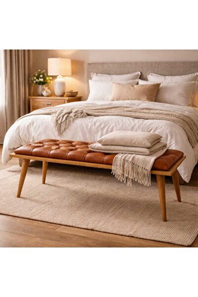 RİGATO ferramente JAMAICA BENCH - Kapitoneli Deri Bench, Ahşap Ayaklı Yatak U...