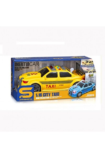 JS Toys Masina Taxi cu inertie si portbagaj care se deschide, sunete si l...