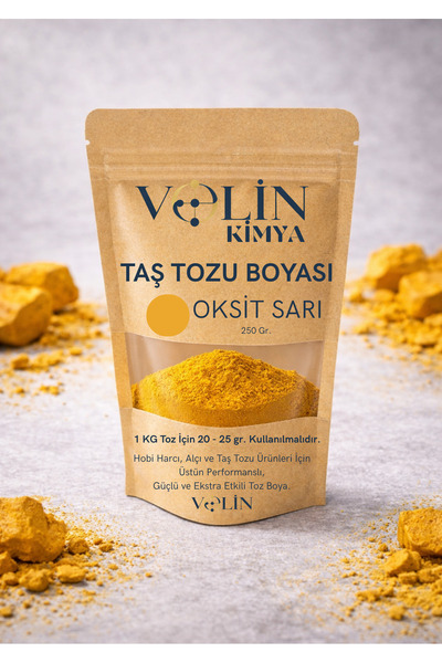 VOLIN Taş Tozu Ve Mum Boyası Oksit Sarı Renk 250 gr Hobi Harcı Renklendiricis...