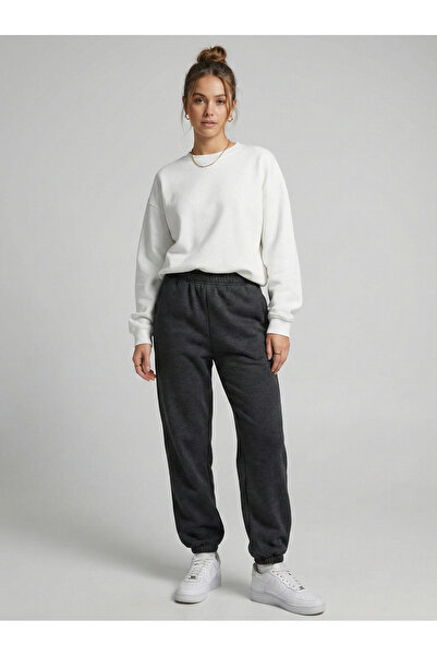 NEW JOURNAL Women's Anthracite 3 Thread Sweatpants Sh Brushed Inside C Pocket...