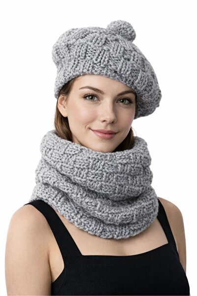 Uretti - Emine 9106 0257 Hand Knitted Women's Beret and Neck Collar – 2-Piece...
