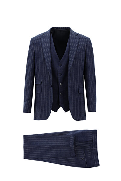 Abdullah Kiğılı 7 Drop Super Slim Fit Extra Slim Fit Wool Piece Suit Striped ...