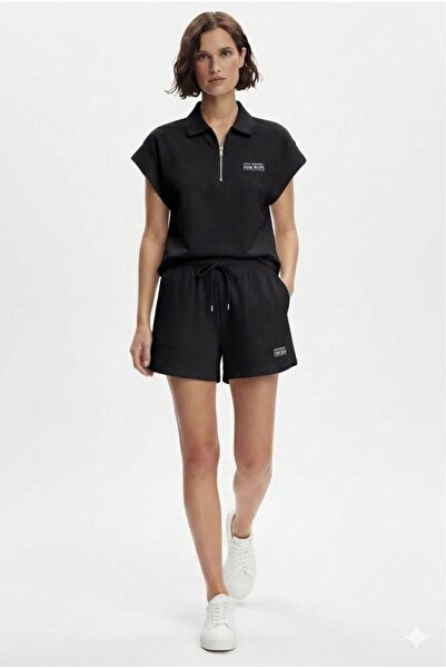 moda paketi Γυναικείο σετ σορτς με λαιμόκοψη πόλο και φερμουάρ χωρίς ραφές με...