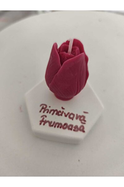 Roots&Flame Red Tulip Candle on Hexagonal Stand – Gift March 1-8 | Roots & Flame