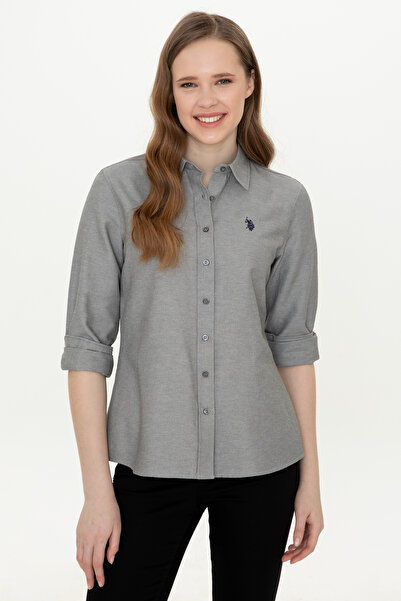 U.S. Polo Assn. Women's Anthracite Long Sleeve Basic Shirt 50249850-Vr006
