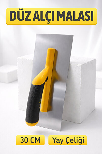 Badem10 Plastik Saplı Yay Çeliği Malzeme 30 cm Düz Alçı Malası Derz Sıva Yüze...