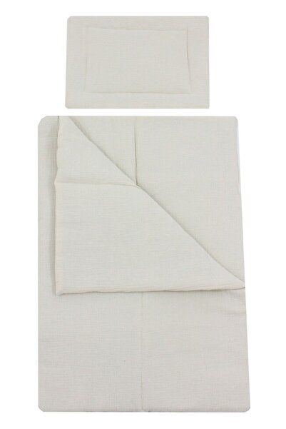 PRICHINDEL Set de lenjerie de pat 3 piese, muselină de bumbac, crem, 120x60cm