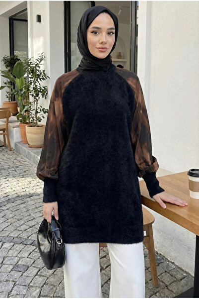 azragül giyim Kol Patterned Silk Kübra Fabric Hijab Knitwear Tunic