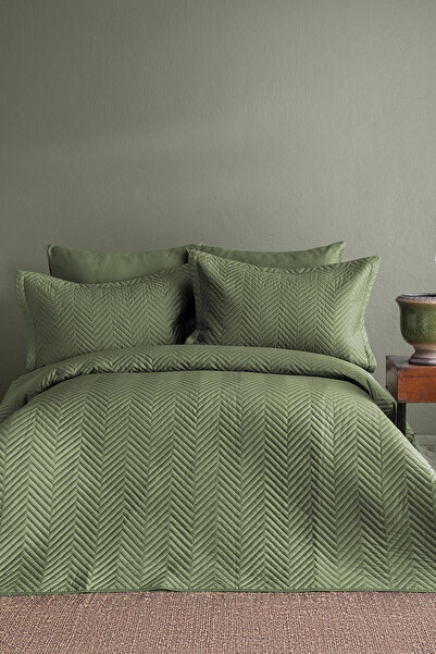İssimo Home Simply Orman Yeşili Yatak Örtüsü Set Çift Kişilik