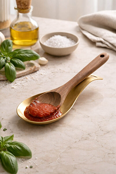 Anadolu Saray Gold Paslanmaz Çelik Dekoratif Kaşık Altlığı ve Kepçe Dinlendir...