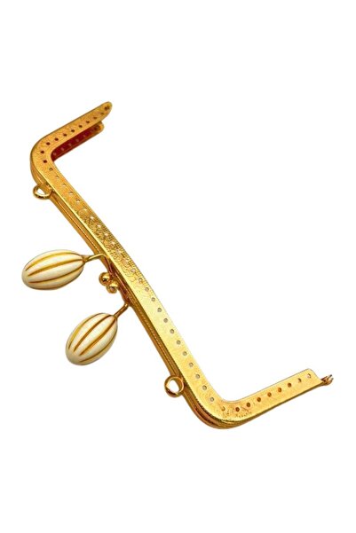 angel çanta aksesuar 20 cm Cream Almond Bulk Bag Clips Bag Bursu Light Gold M...