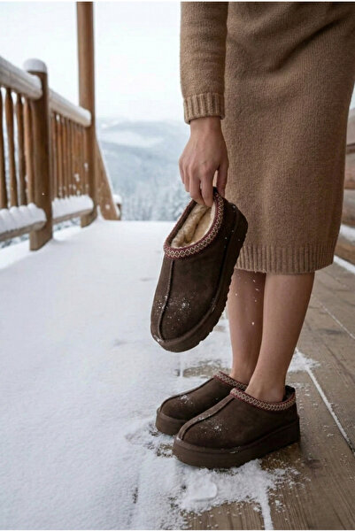 Moske Жіночі повсякденні замшеві капці та чоботи на товстій підошві з хутряно...